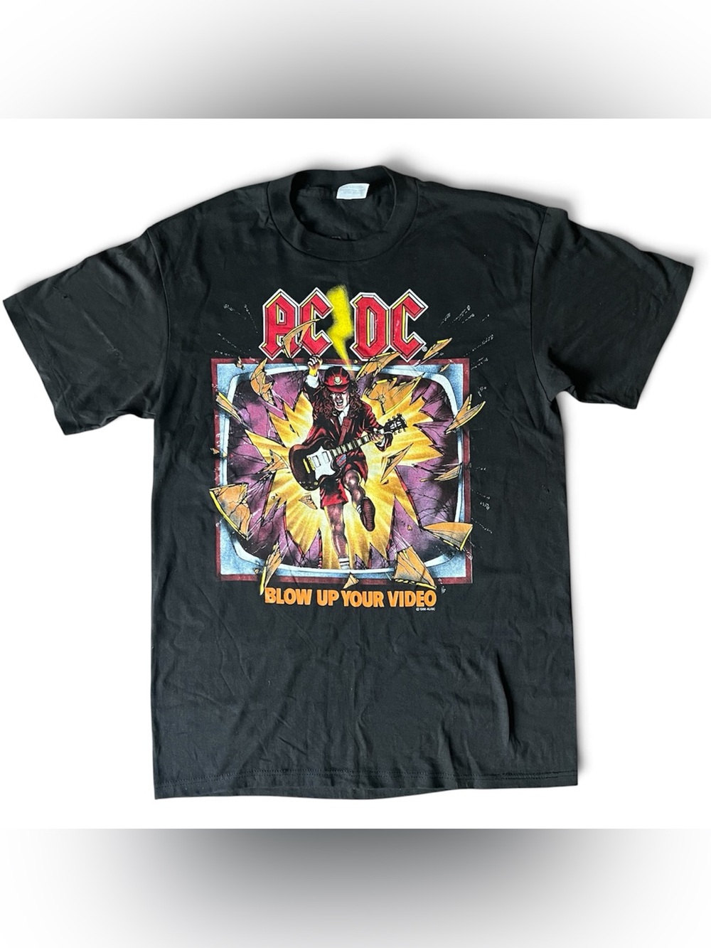 Vintage AC/DC World Tour 88 Black Graphic Tee Shirt